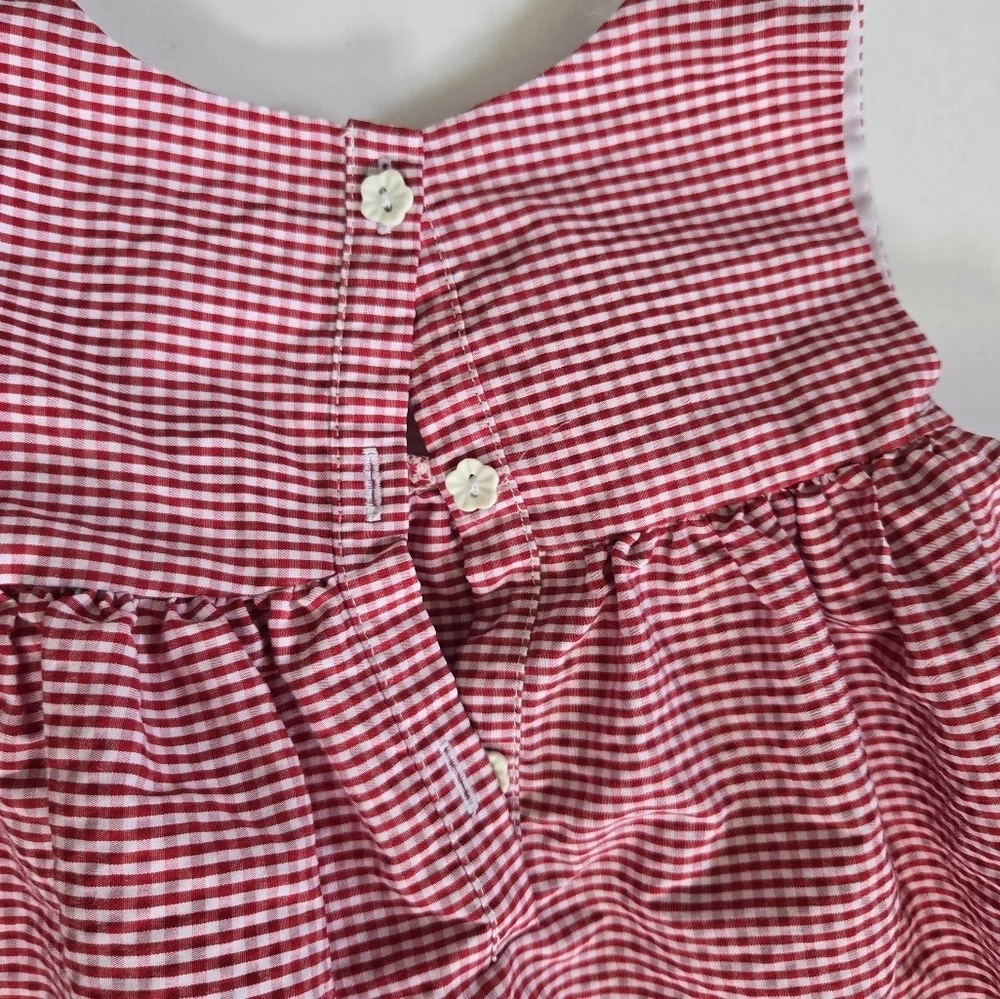 Bonnie Jean red gingham floral embroidered eyelet dress size girls 6x